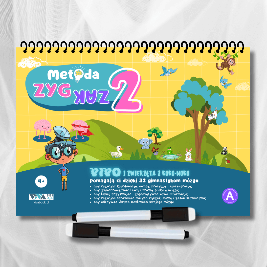 Metoda Zyg-Zak 2 – innowacyjne ćwiczenia dla treningu mózgu + 2 zmazywalne markery