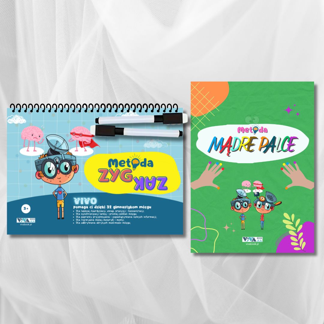 Zestaw „Metoda Zyg-Zak” + „Metoda Mądre Palce” – innowacyjne ćwiczenia dla treningu mózgu + zmazywalne markery