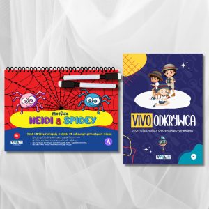 Zestaw „Metoda Heidi i Spidey” + „VivoOdkrywca” – Innowacyjne ćwiczenia rozwijające uwagę, koncentrację i logiczne myślenie + 2 zmazywalne markery