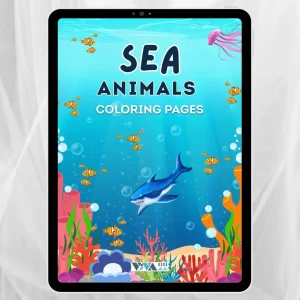 Sea Animals Coloring Book – Zwierzęta morskie: Kolorowanki, kreatywność i relaks, dla dzieci 3+, Cyfrowy plik PDF do druku (A4)
