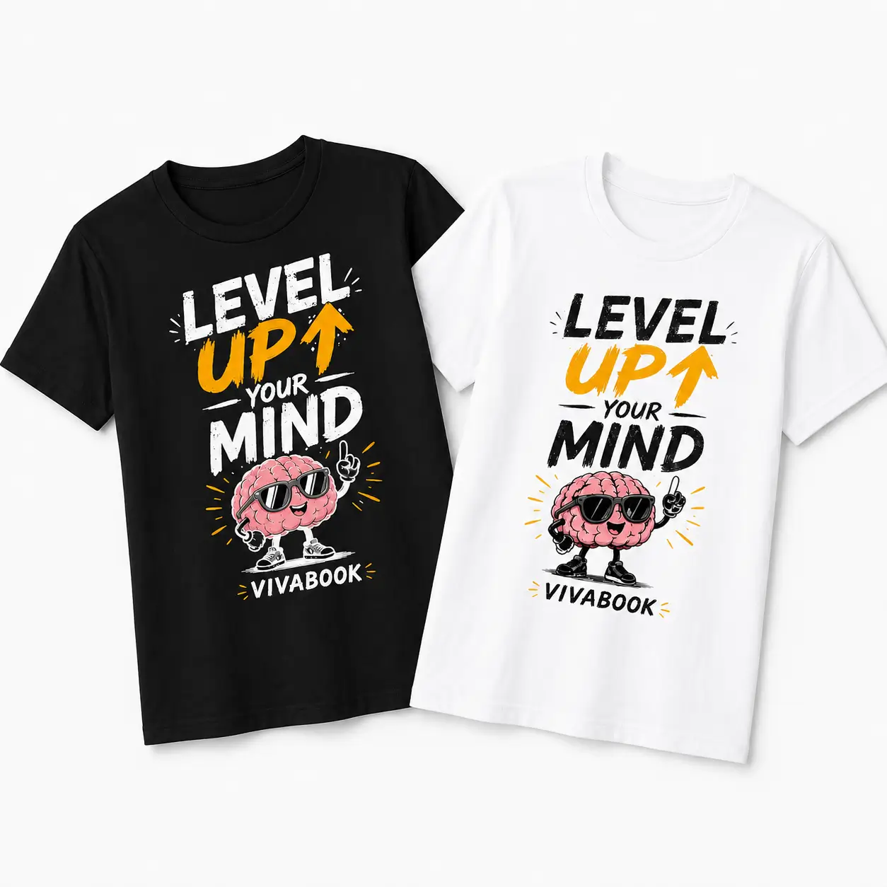 Koszulka dziecięca z napisem „Level Up Your Mind”, Bawełniana, Autorski projekt Vivabook
