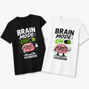 Koszulka dziecięca z napisem „Brain Mode ON”, Bawełniana, Autorski projekt Vivabook