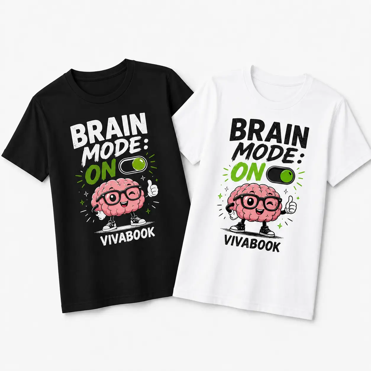 Koszulka dziecięca z napisem „Brain Mode ON”, Bawełniana, Autorski projekt Vivabook