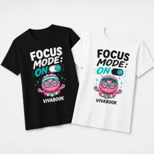 Koszulka dziecięca z napisem „Focus Mode ON”, Bawełniana, Autorski projekt Vivabook